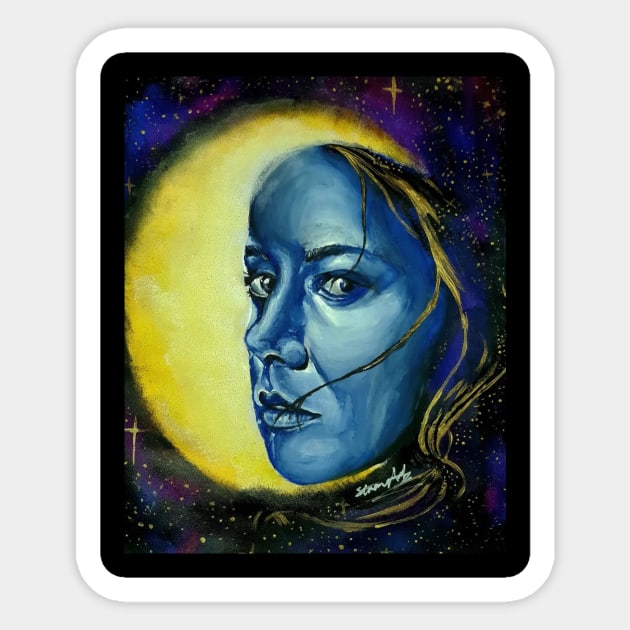 The Woman in the Moon Sticker by Btvskate